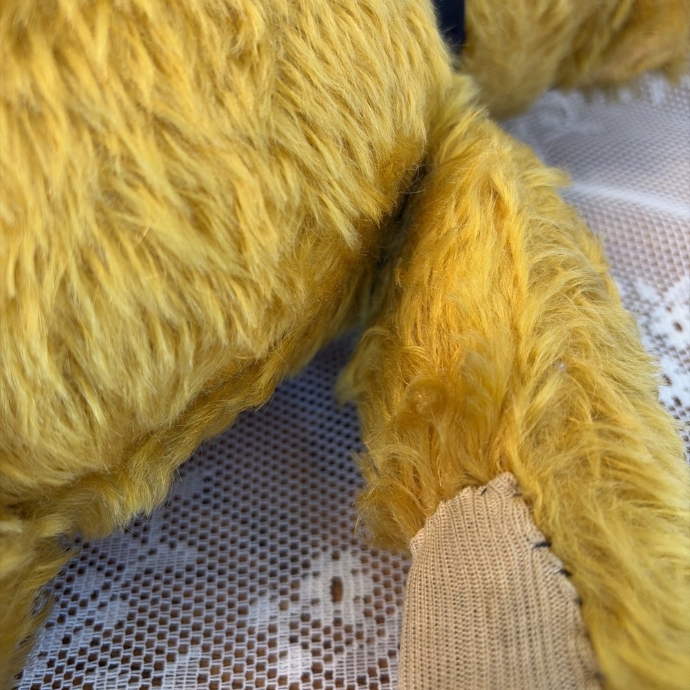 Antique 1920s Golden Mohair Teddy Bear Fully Jointed Hump Back Glass Eyes 16in - Picture 16 of 16